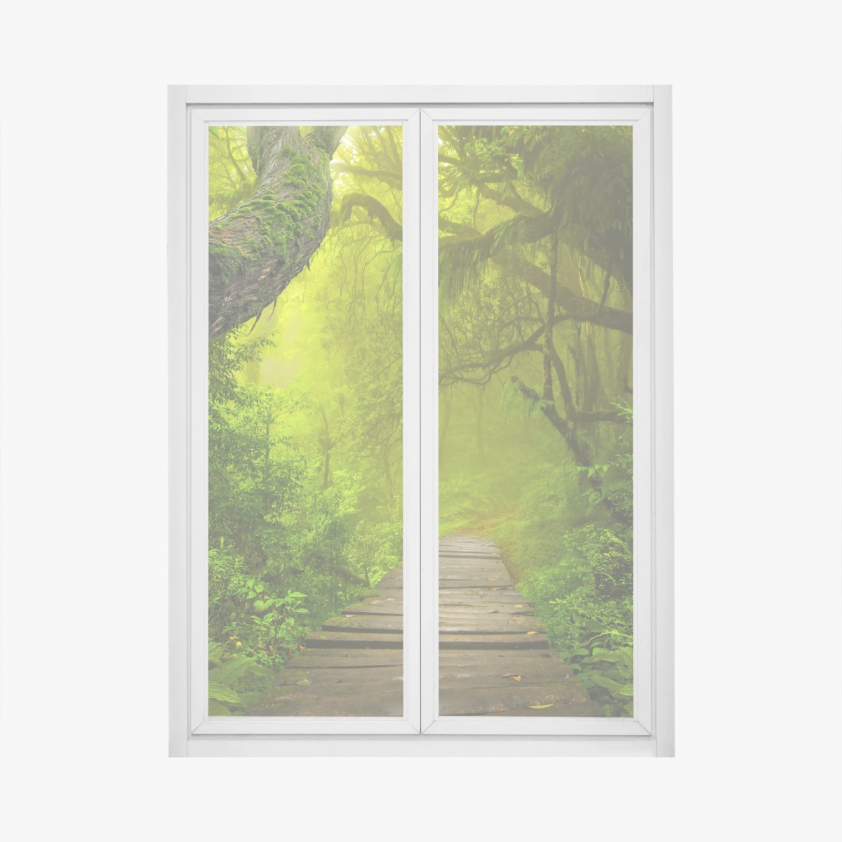 Adesivo per finestra sentiero incantato nella foresta verde • Wallissimo®