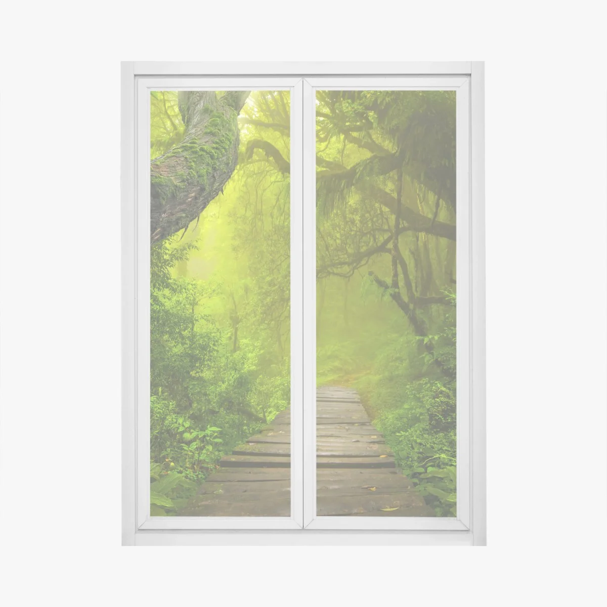 Adesivo per finestra sentiero incantato nella foresta verde • Wallissimo® Adesivo per finestra sentiero incantato nella foresta verde • Wallissimo®