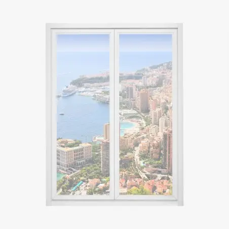 Adesivo per finestra vista aerea di Monaco: skyline e porto mediterraneo • Wallissimo®
