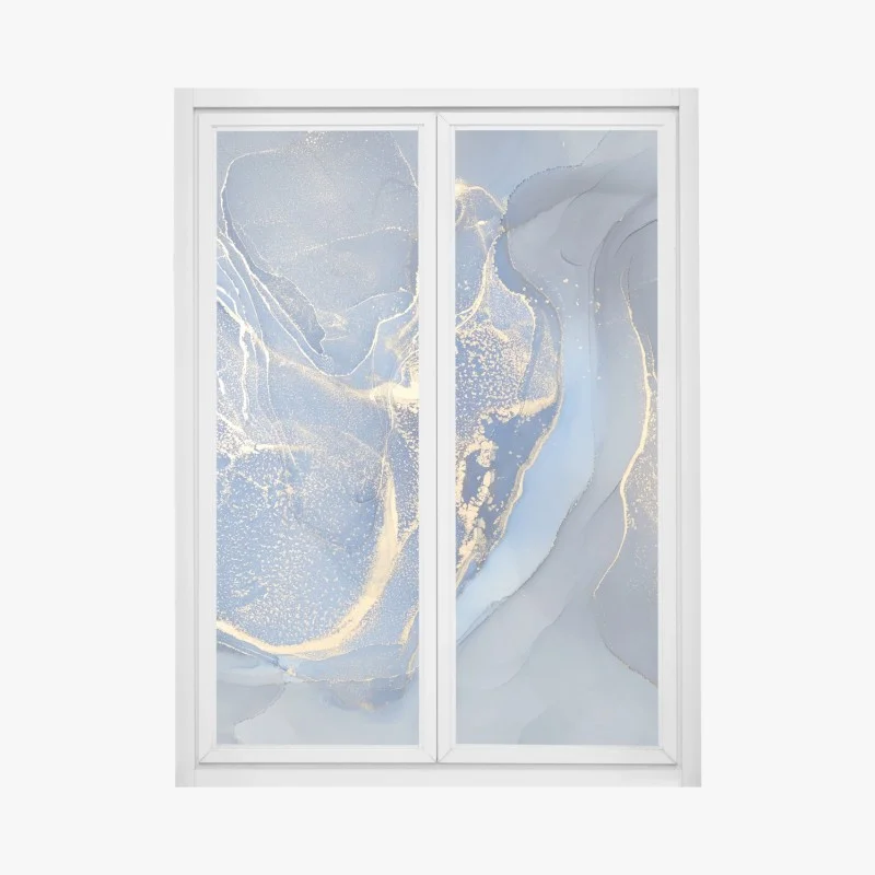 Adesivo per finestra marmo liquido blu e oro