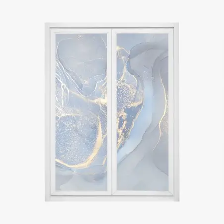 Adesivo per finestra marmo liquido blu e oro • Wallissimo®