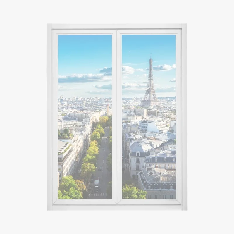 Adesivo per finestra ampio panorama di Parigi con Tour Eiffel
