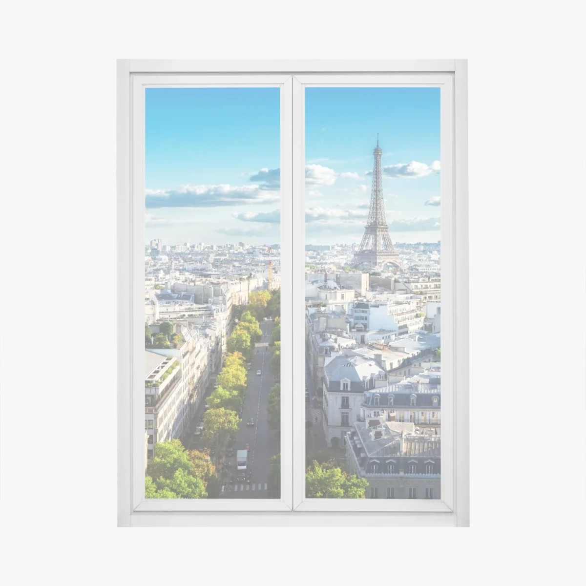 Adesivo per finestra ampio panorama di Parigi con Tour Eiffel • Wallissimo® Adesivo per finestra ampio panorama di Parigi con Tour Eiffel • Wallissimo®