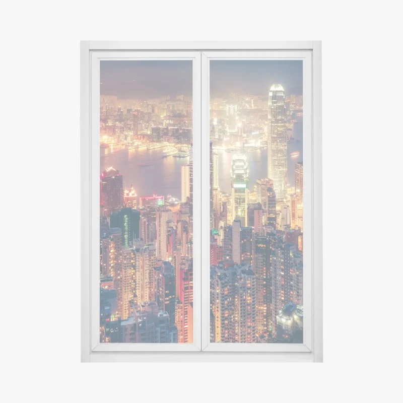 Adesivo per finestra panorama notturno di Hong Kong da Victoria Peak