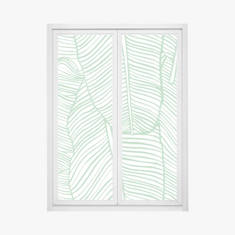 Adesivo per finestra motivo foglie tropicali verde menta