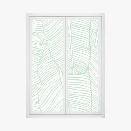 Adesivo per finestra motivo foglie tropicali verde menta • Wallissimo®