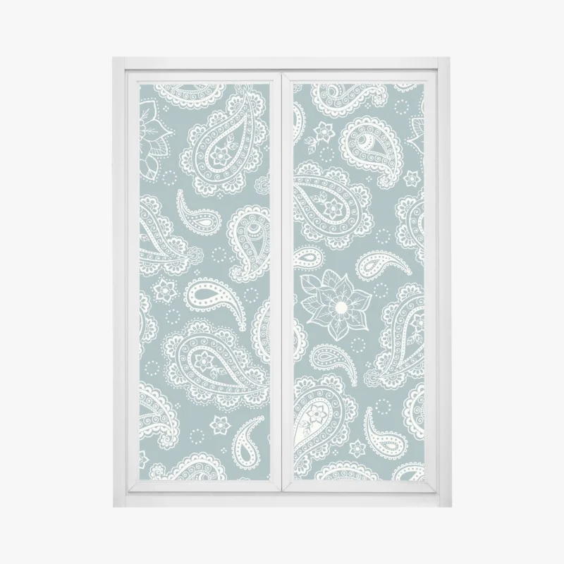 Adesivo per finestra motivo paisley turchese elegante