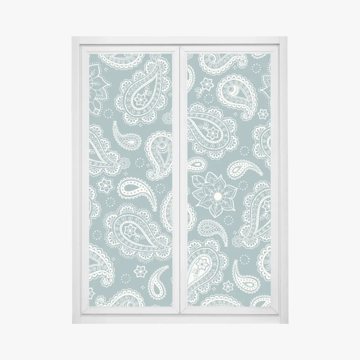 Adesivo per finestra motivo paisley turchese elegante • Wallissimo®