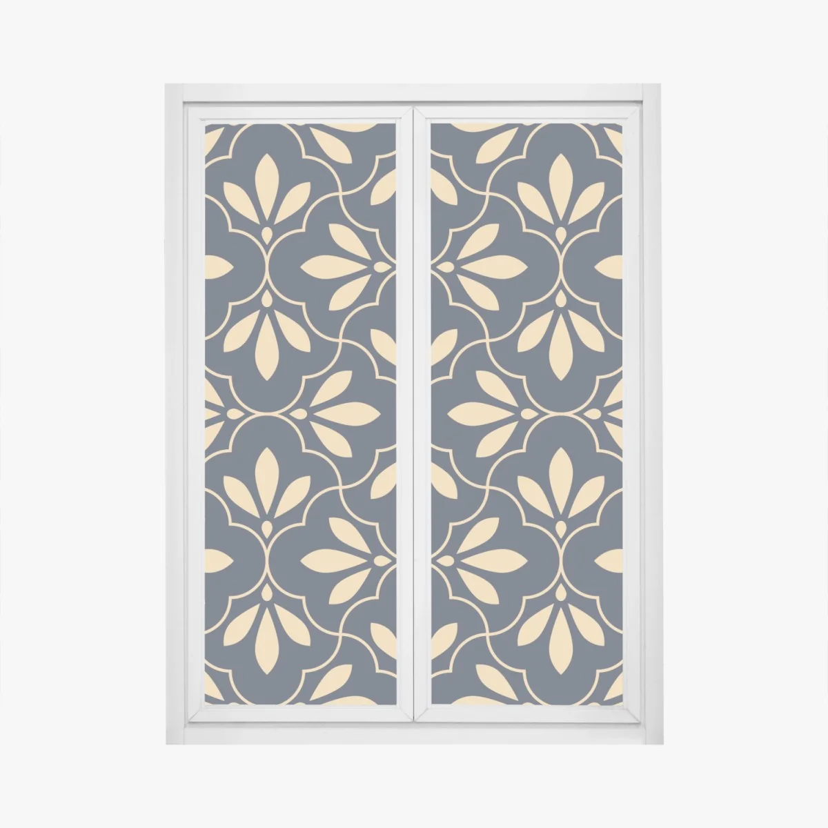 Adesivo per finestra motivo ornamentale floreale blu navy e beige • Wallissimo® Adesivo per finestra motivo ornamentale floreale blu navy e beige • Wallissimo®