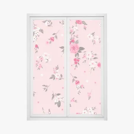 Adesivo per finestra motivo floreale rosa pastello elegante • Wallissimo®