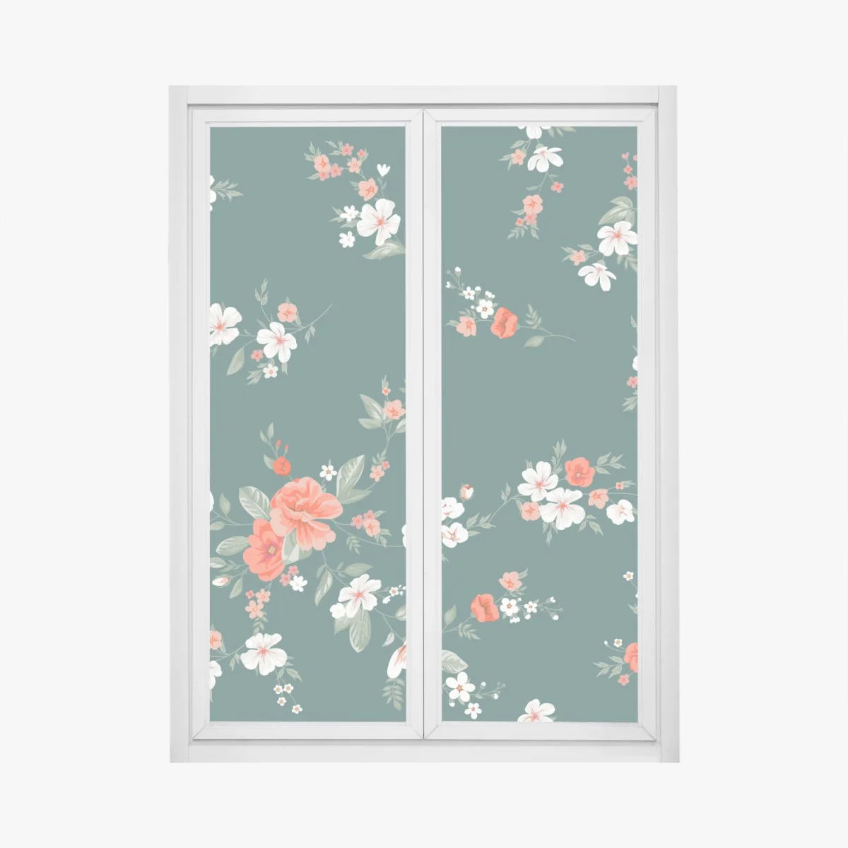 Adesivo per finestra motivo floreale elegante su sfondo verde smeraldo • Wallissimo® Adesivo per finestra motivo floreale elegante su sfondo verde smeraldo • Wallissimo®