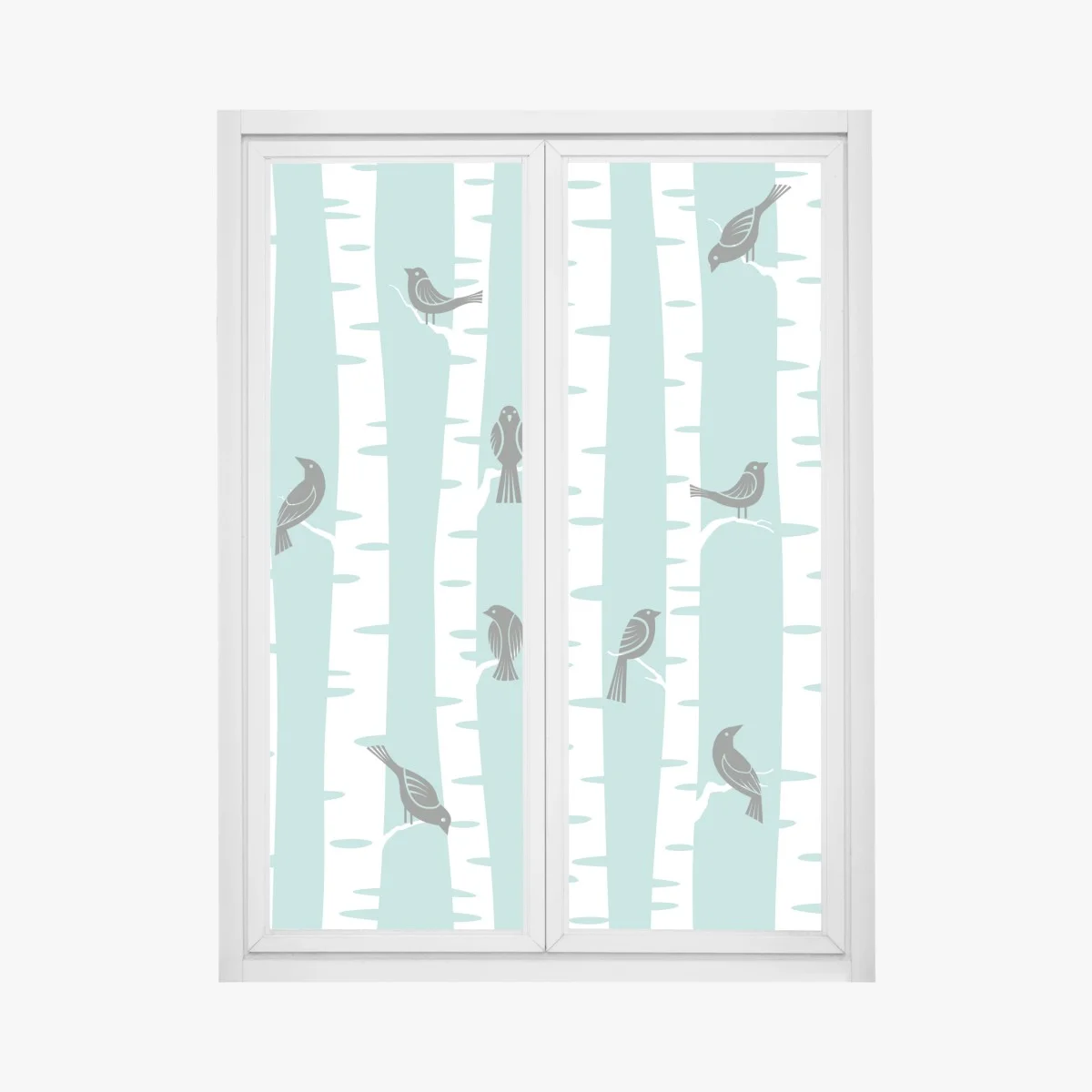 Adesivo per finestra betulle e uccellini in stile nordico • Wallissimo® Adesivo per finestra betulle e uccellini in stile nordico • Wallissimo®
