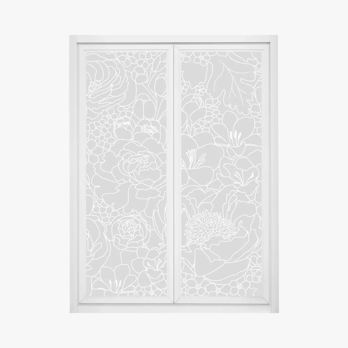 Adesivo per finestra motivo floreale moderno in bianco e grigio • Wallissimo®