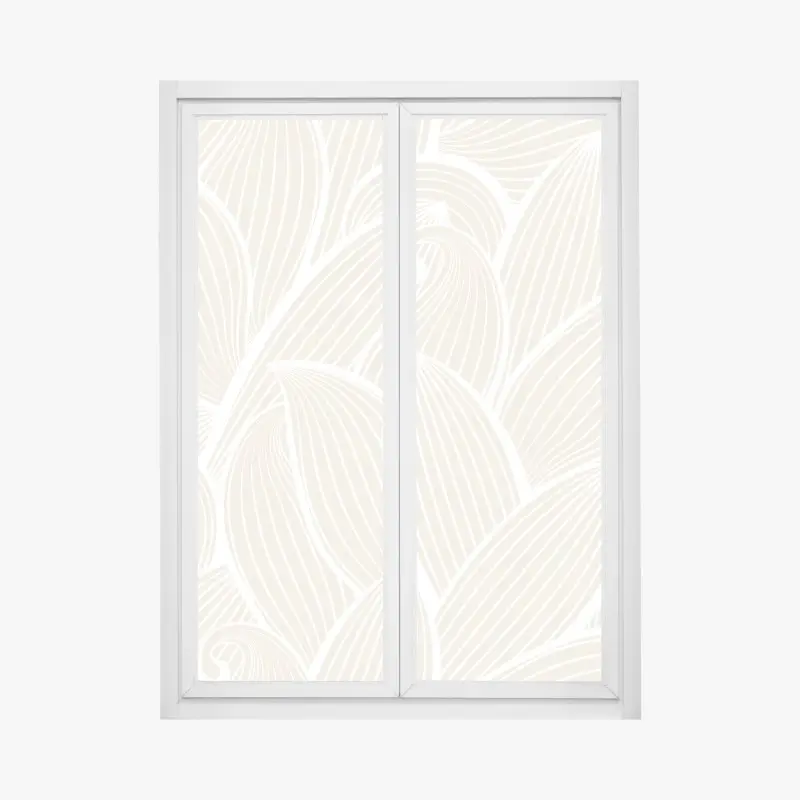 Adesivo per finestra motivo a foglie minimalista beige e bianco