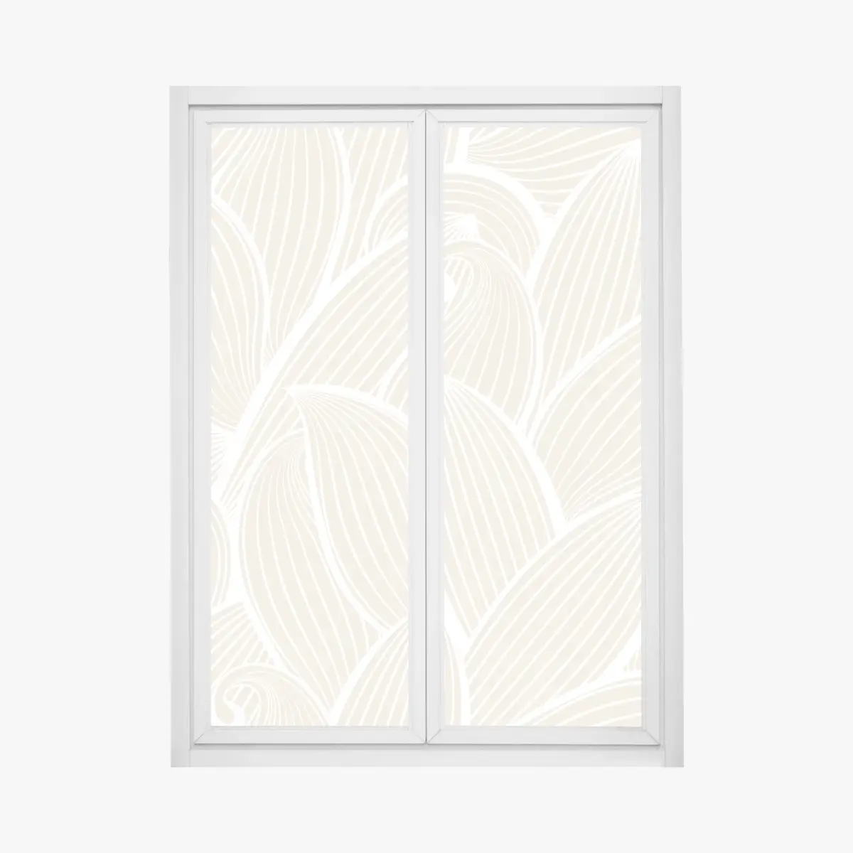 Adesivo per finestra motivo a foglie minimalista beige e bianco • Wallissimo®