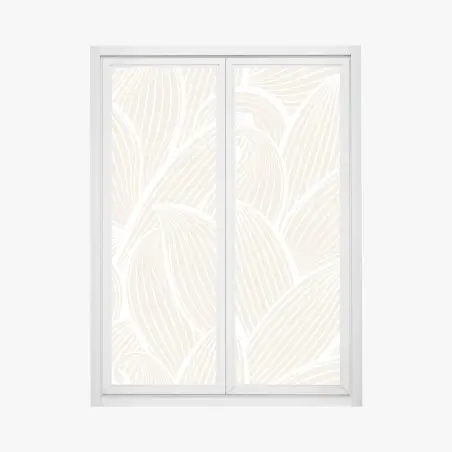 Adesivo per finestra motivo a foglie minimalista beige e bianco • Wallissimo®