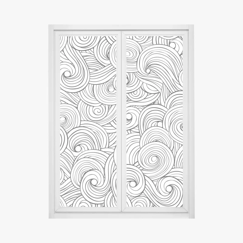 Adesivo per finestra onde astratte a spirale in bianco e nero