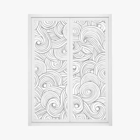 Adesivo per finestra onde astratte a spirale in bianco e nero • Wallissimo®