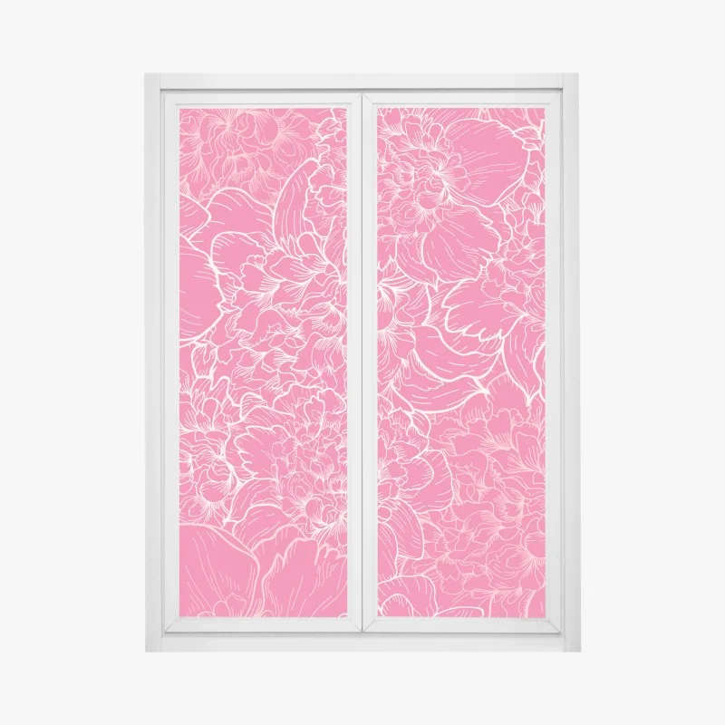 Adesivo per finestra motivo floreale rosa intenso con peonie