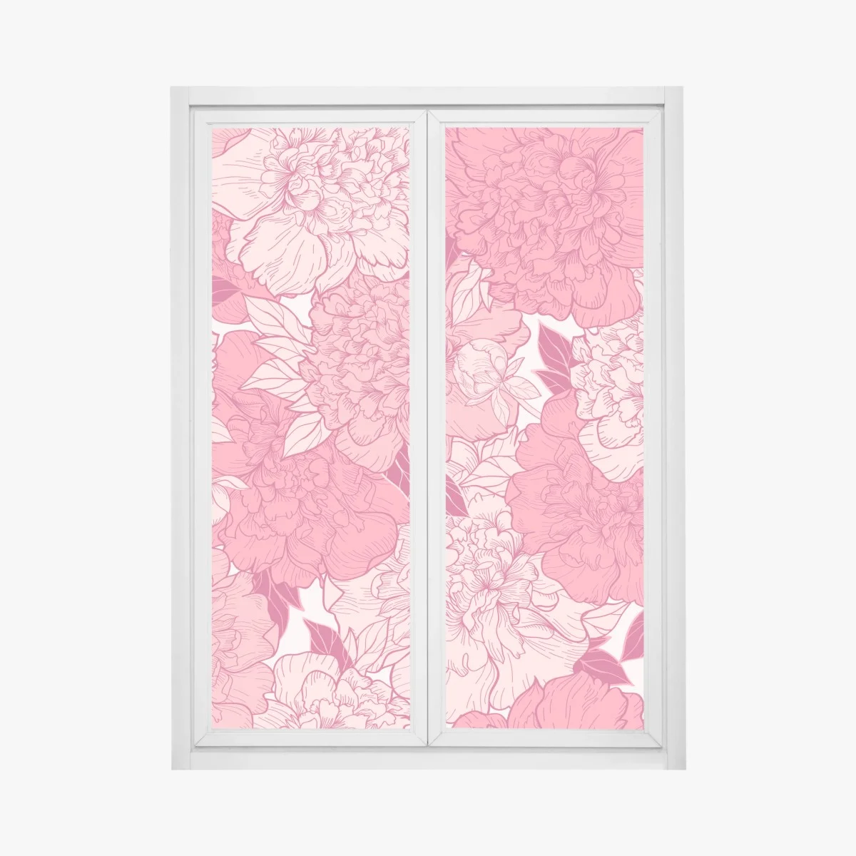 Adesivo per finestra peonie rosa in fiore • Wallissimo® Adesivo per finestra peonie rosa in fiore • Wallissimo®