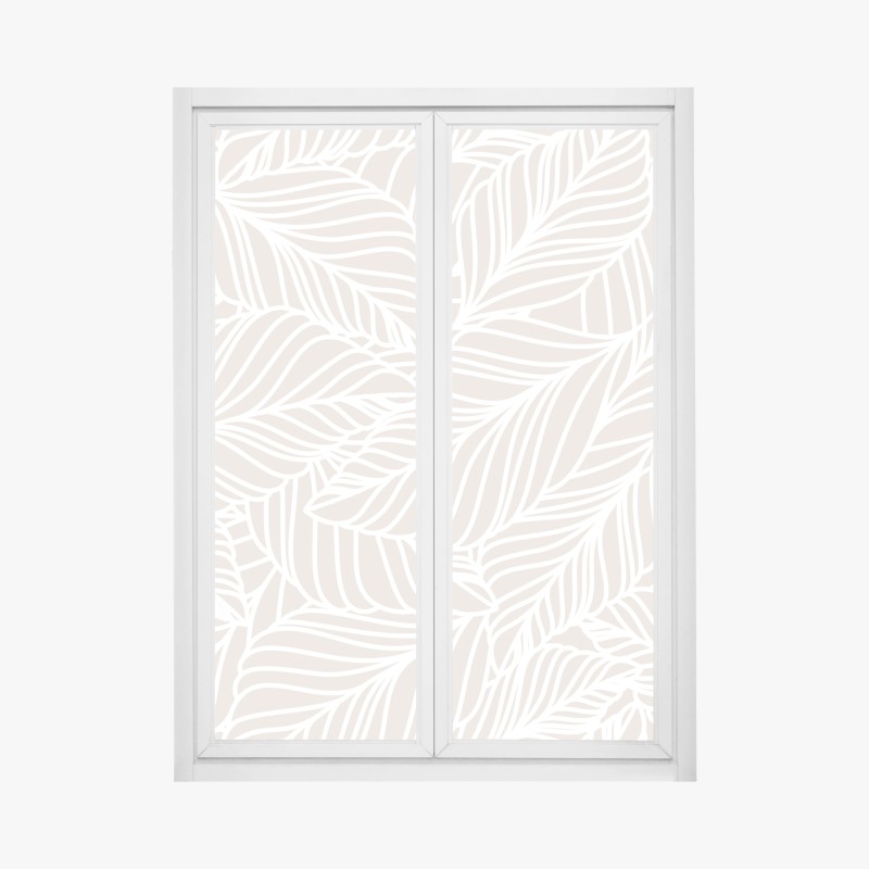 Adesivo per finestra motivo foglie beige elegante