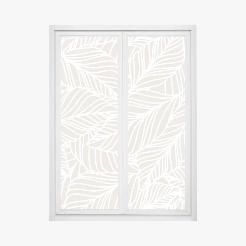 Adesivo per finestra motivo foglie beige elegante