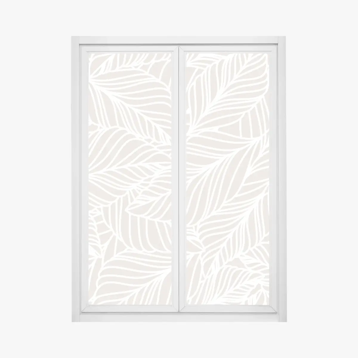 Adesivo per finestra motivo foglie beige elegante • Wallissimo®