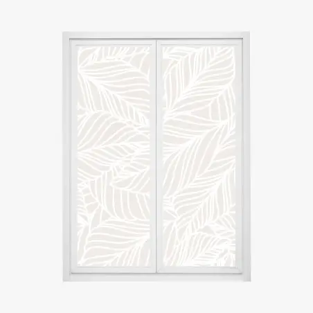Adesivo per finestra motivo foglie beige elegante • Wallissimo®