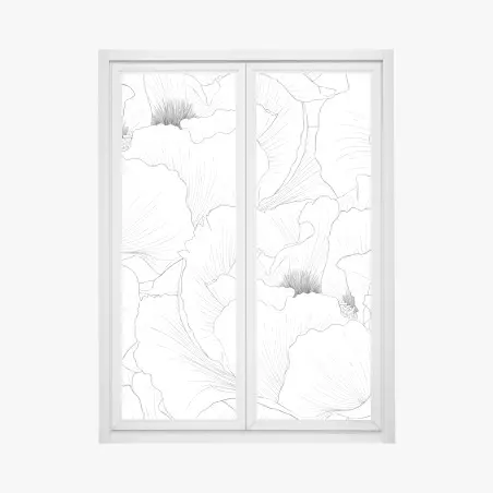 Adesivo per finestra motivo floreale in bianco e nero • Wallissimo®