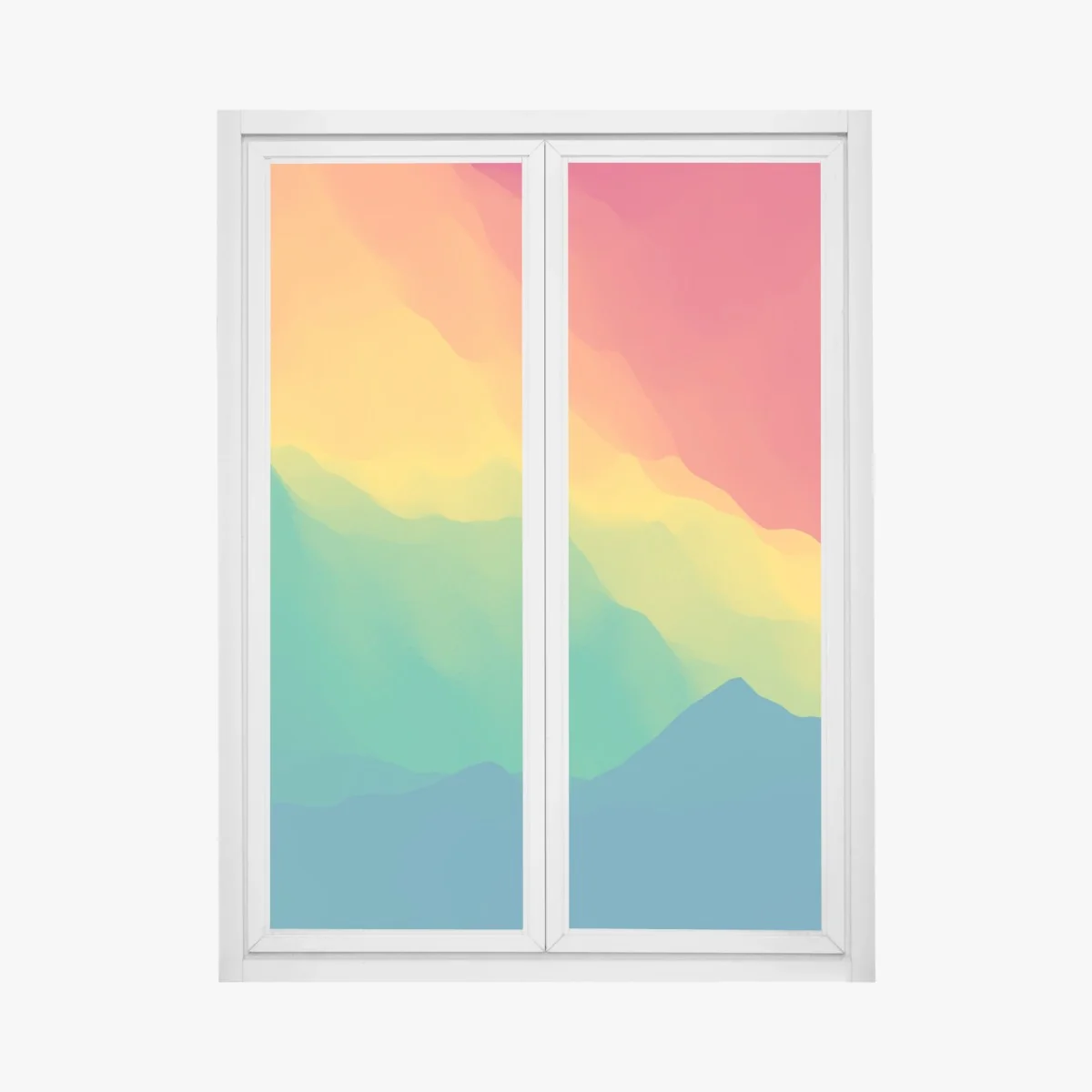 Adesivo per finestra paesaggio montano astratto dai colori vibranti • Wallissimo® Adesivo per finestra paesaggio montano astratto dai colori vibranti • Wallissimo®