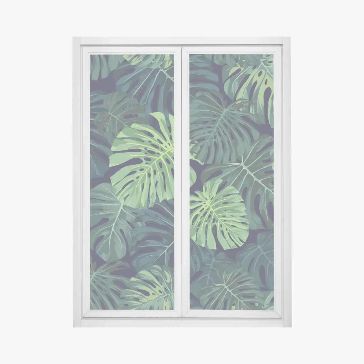 Adesivo per finestra motivo foglie di monstera tropicale • Wallissimo®