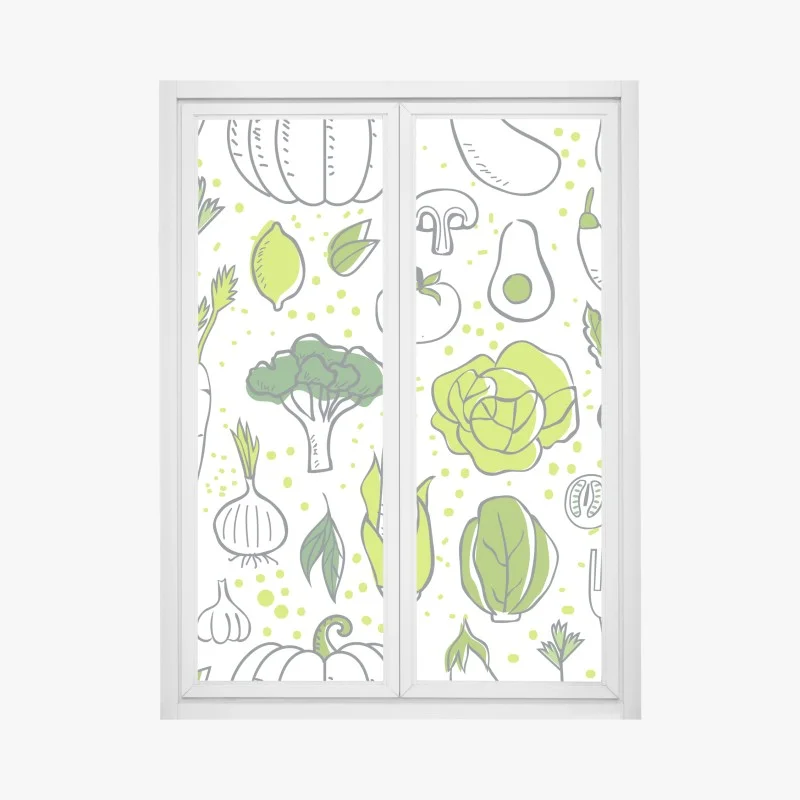 Adesivo per finestra motivo di verdure disegnate a mano per decorazioni