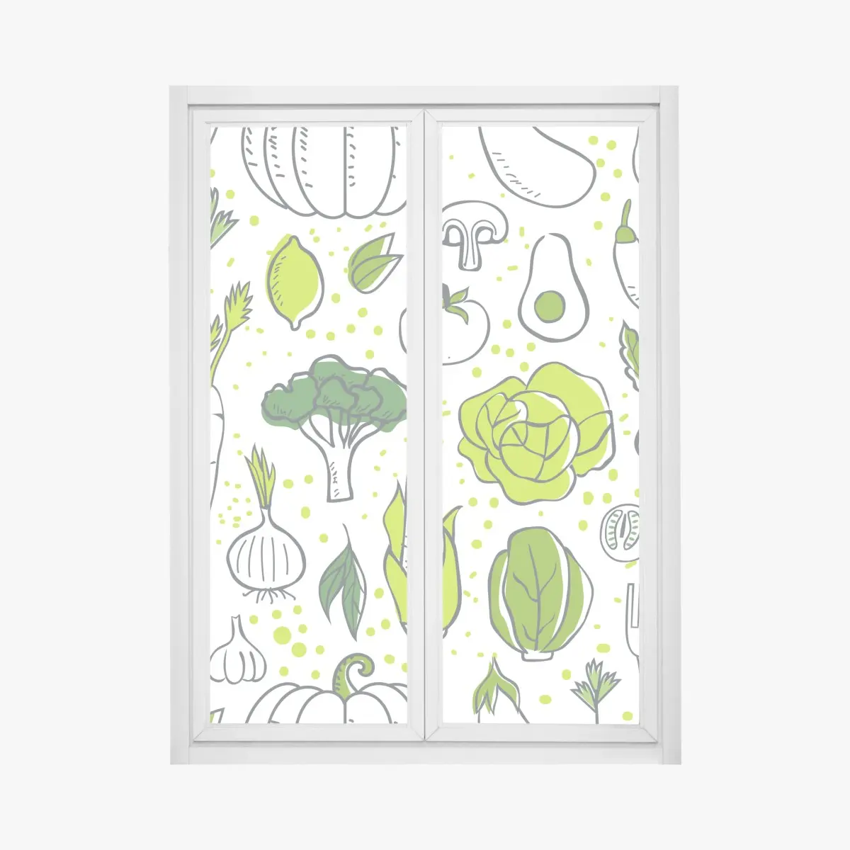 Adesivo per finestra motivo di verdure disegnate a mano per decorazioni • Wallissimo®