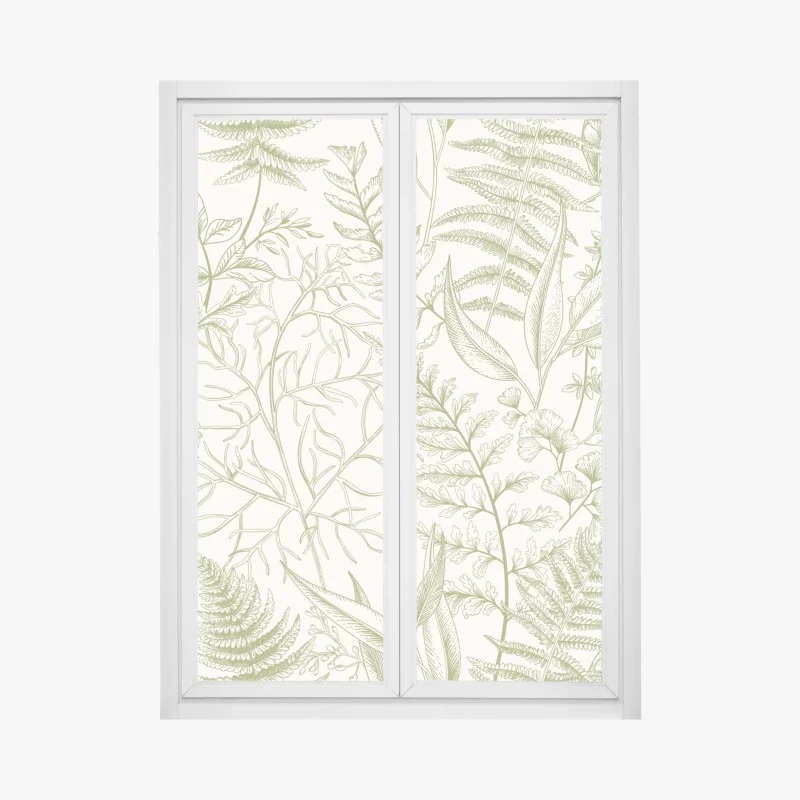Adesivo per finestra motivo botanico verde elegante