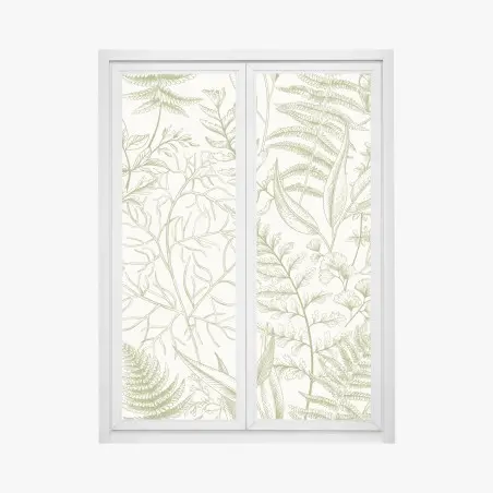 Adesivo per finestra motivo botanico verde elegante • Wallissimo®