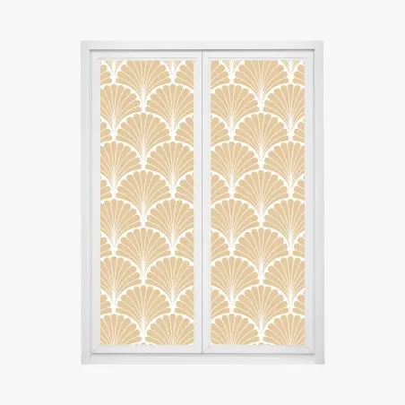 Adesivo per finestra elegante motivo art déco a conchiglia oro • Wallissimo®