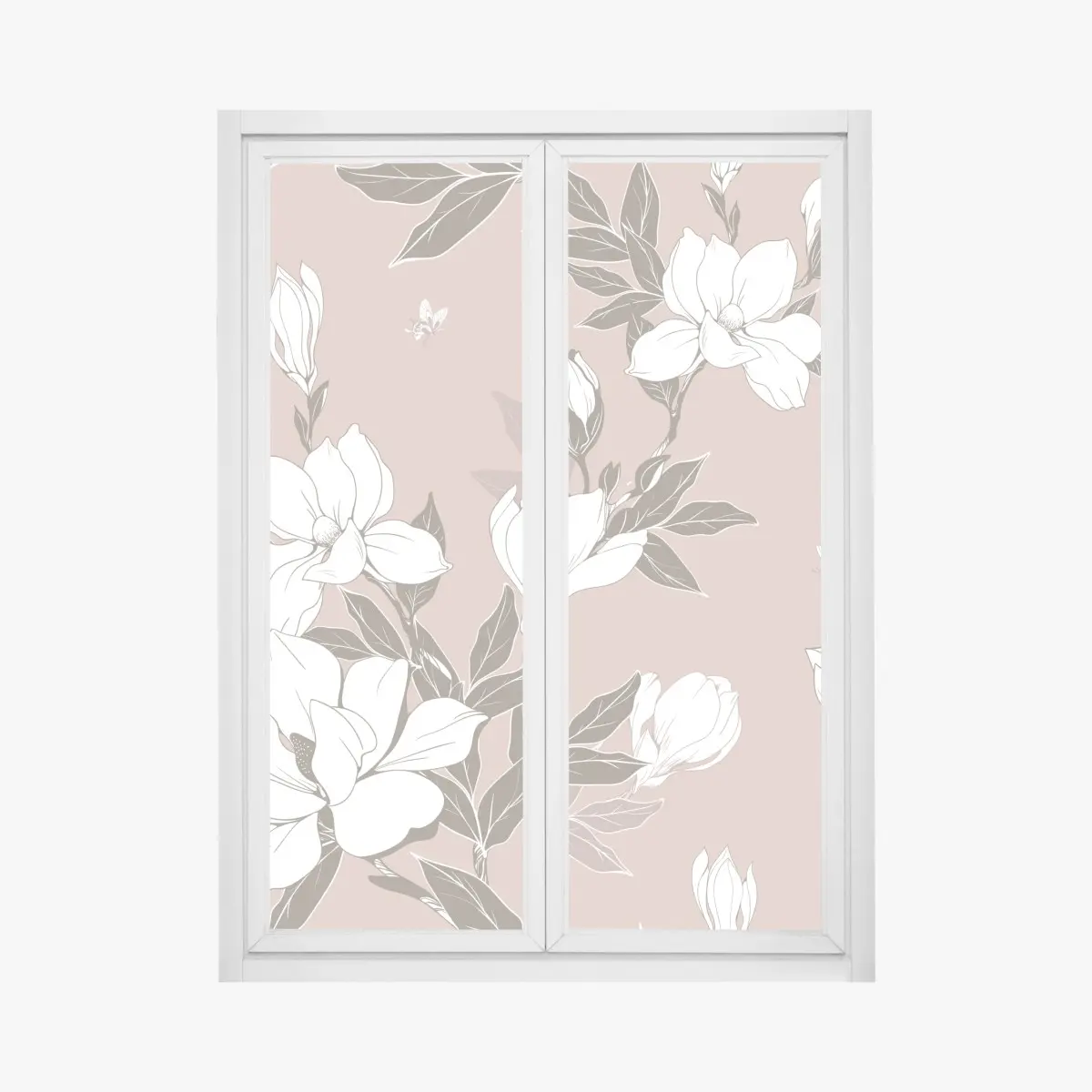Adesivo per finestra motivo di magnolie bianche su sfondo rosa antico • Wallissimo® Adesivo per finestra motivo di magnolie bianche su sfondo rosa antico • Wallissimo®