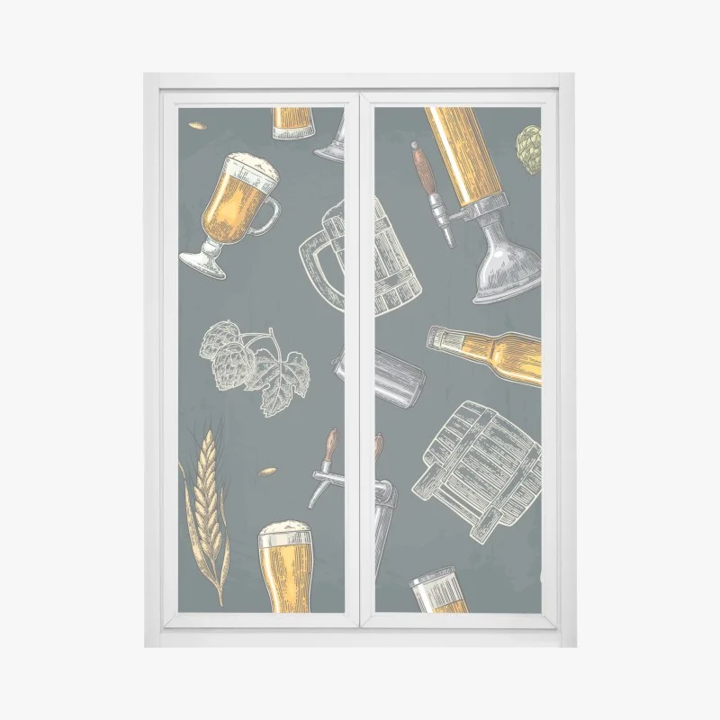 Adesivo per finestra decorazione a tema birra artigianale