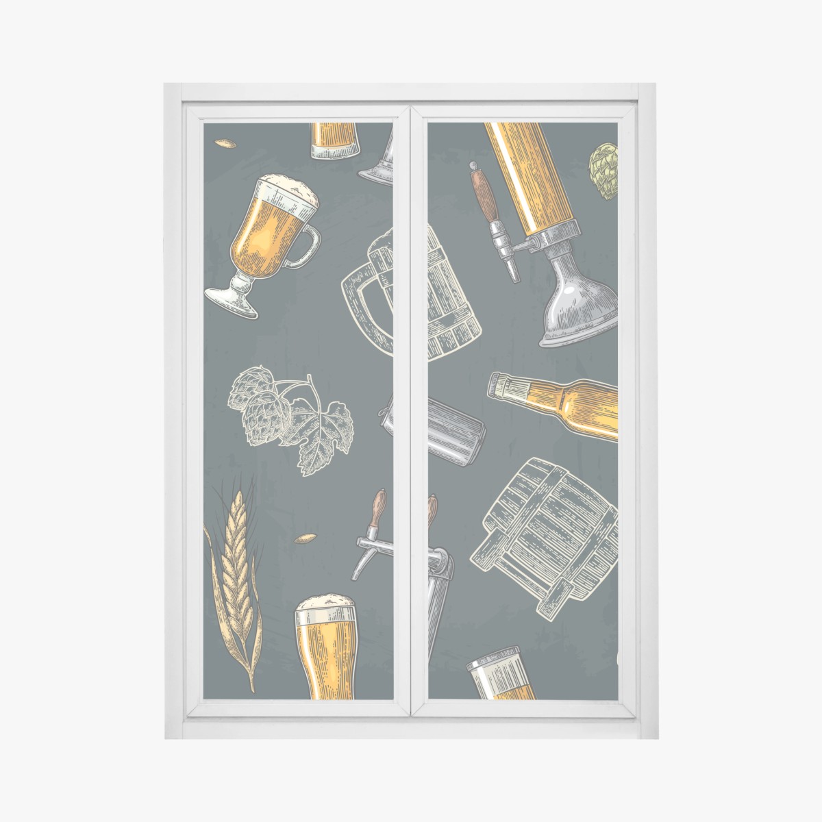 Adesivo per finestra decorazione a tema birra artigianale • Wallissimo®