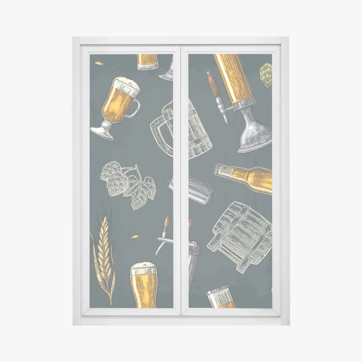 Adesivo per finestra decorazione a tema birra artigianale • Wallissimo®