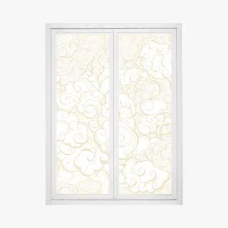 Adesivo per finestra motivo di nuvole dorate ornamentali • Wallissimo®