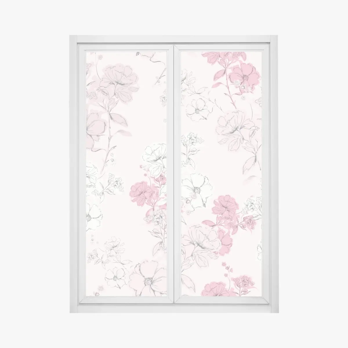 Adesivo per finestra fiori romantici su sfondo rosa • Wallissimo®