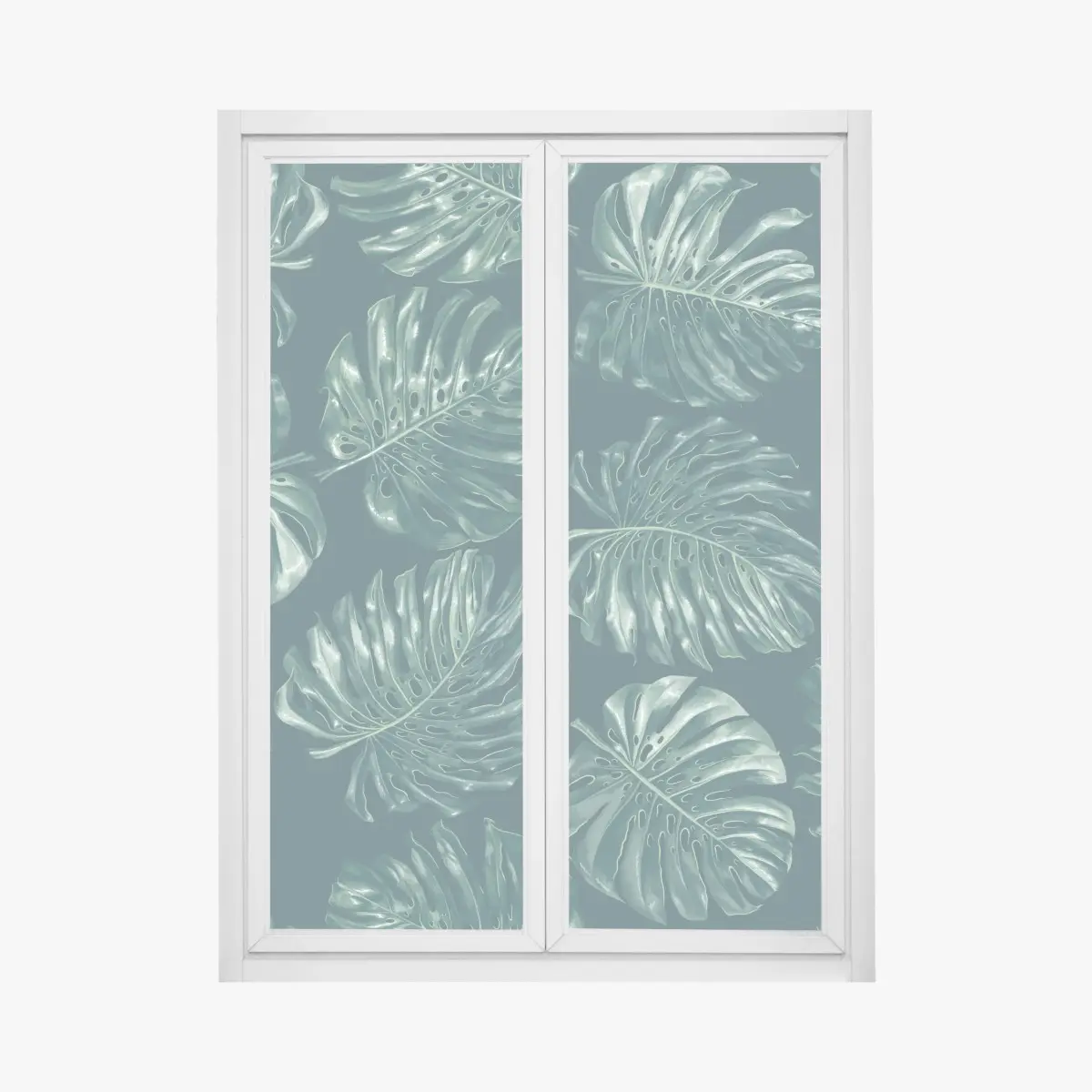 Adesivo per finestra motivo di foglie di monstera tropicale • Wallissimo®