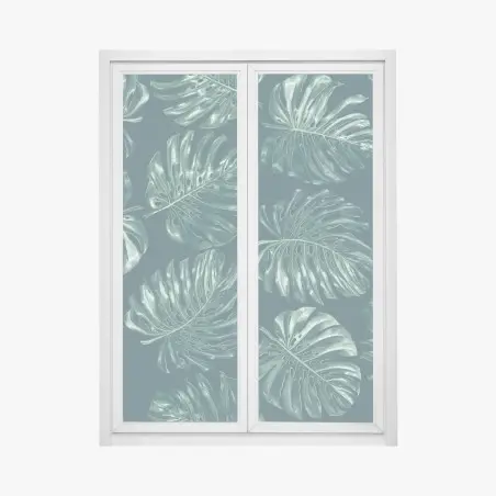 Adesivo per finestra motivo di foglie di monstera tropicale • Wallissimo®