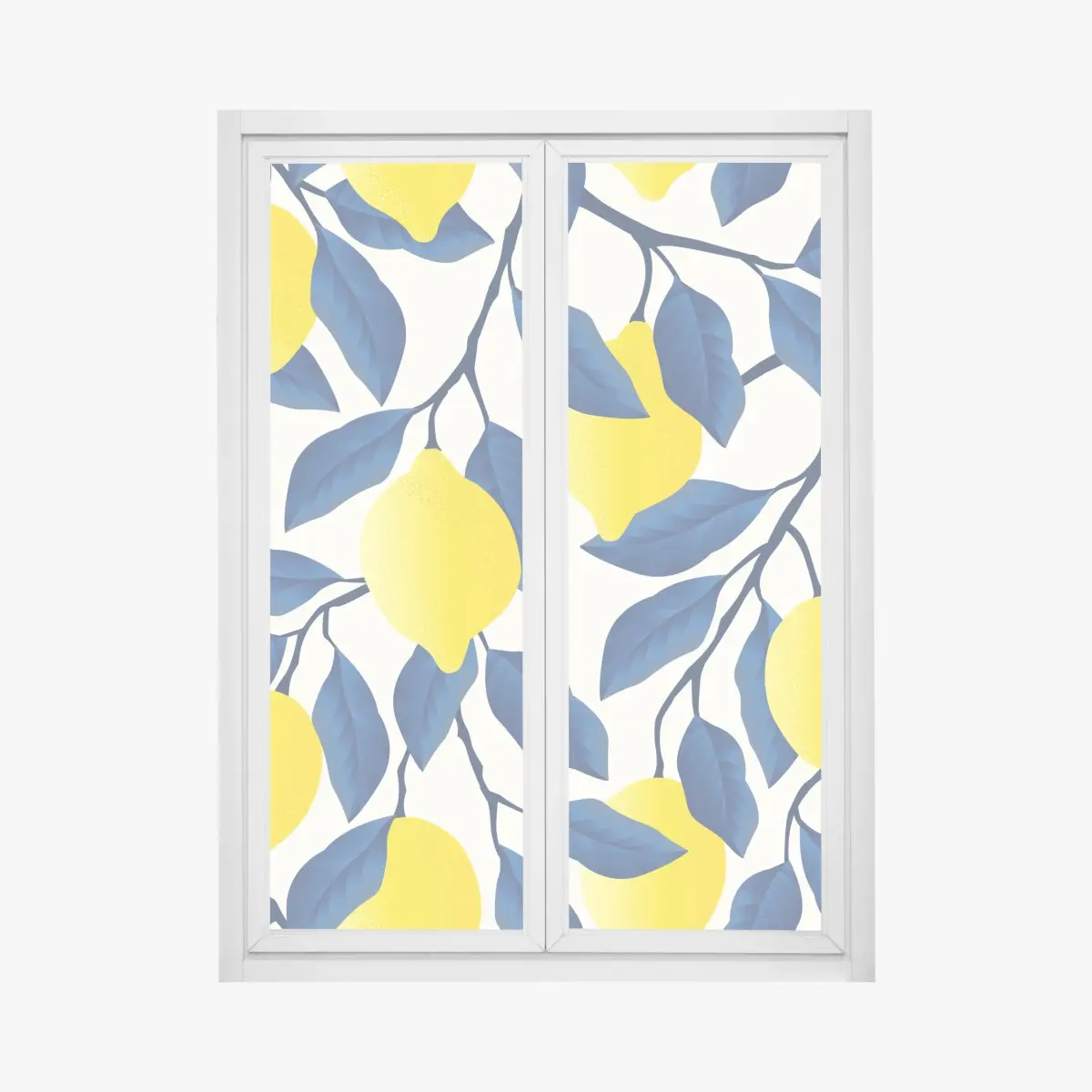 Adesivo per finestra motivo limoni e foglie blu per decorare • Wallissimo®
