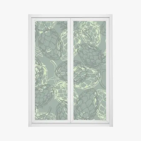 Adesivo per finestra motivo di luppolo verde a effetto botanico • Wallissimo®