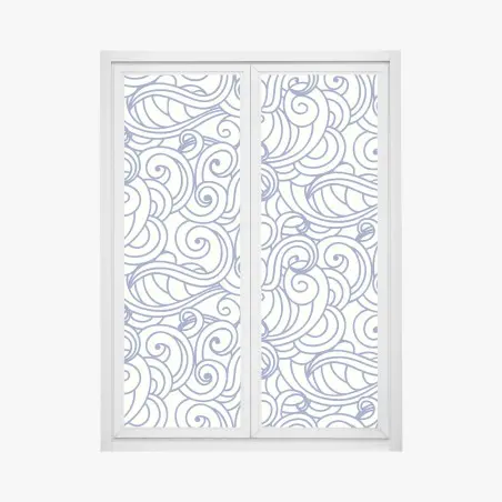 Adesivo per finestra onde stilizzate blu su sfondo crema • Wallissimo®