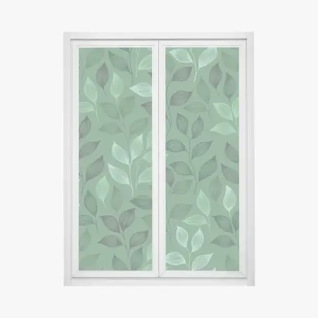 Adesivo per finestra motivo botanico foglie verdi • Wallissimo®