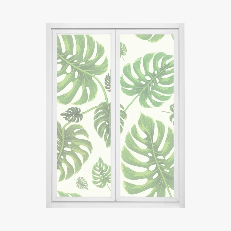 Adesivo per finestra motivo tropicale con foglie di monstera