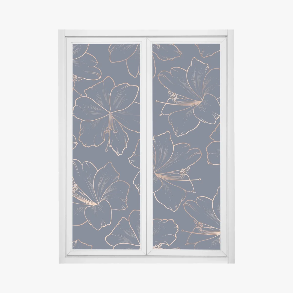 Adesivo per finestra motivo floreale oro rosa su blu notte • Wallissimo® Adesivo per finestra motivo floreale oro rosa su blu notte • Wallissimo®